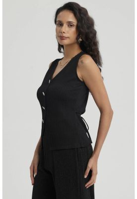 Imagen 2 del producto Polera Mujer Texturizada 3 Botones Negro