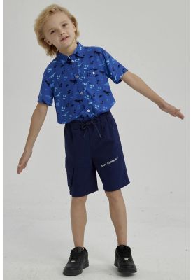 Bermuda Niño Bolsillo Parche Azul Oscuro