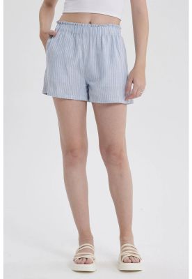 Short Mujer Lino Pretina Celeste
