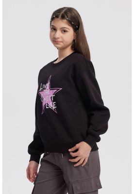 Imagen 2 del producto Polerón Niña Básico Print Negro - V