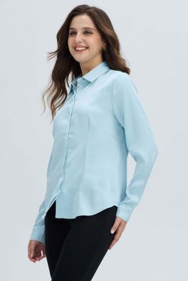 Imagen 2 del producto Blusa Mujer Satinada Abotonada Celeste