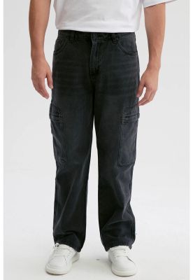 Jeans Hombre Baggy Cargo Negro