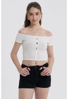 Polera Mujer Escote Bardot Blanco