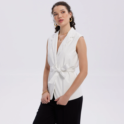 Chaqueta Mujer Efecto Cuero Lisa Crudo