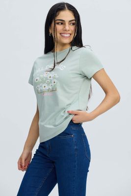 Imagen 2 del producto Polera Mujer Básica Print Verde Agua