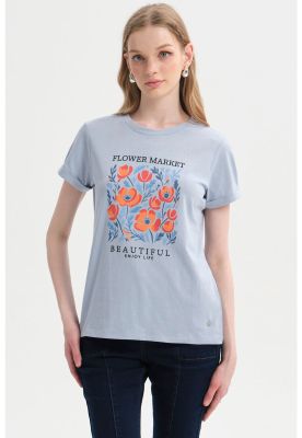 Imagen 1 del producto Polera Mujer Gráfica Roll Up Celeste