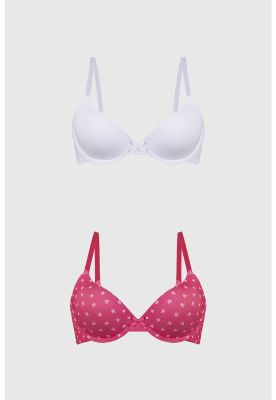 Sostén Mujer Bipack Copa Soft Liso Estampado Fucsia