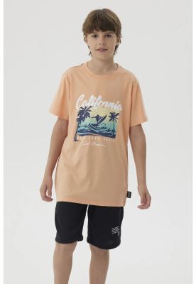 Polera Niño Print Posicional Coral