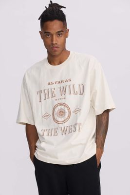 Polera Hombre Print Central West Beige