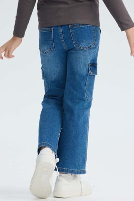 Imagen 2 del producto Jeans Niña Cargo Calce Recto Azul