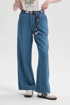 Jeans Mujer Pallazzo Pañuelo Azul