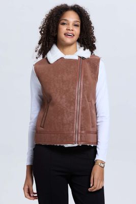 Imagen 2 del producto Chaqueta Mujer Efecto Cuero Bonded Cafe Oscuro