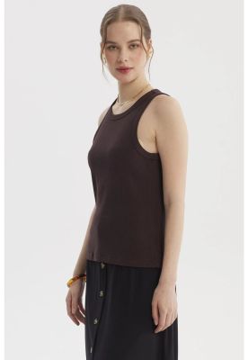 Imagen 2 del producto Polera Peto Mujer Básico Liso Rib Café