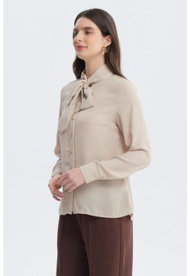 Imagen 2 del producto Blusa Mujer Lazo En El Cuello Beige