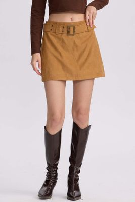 Falda Mujer Cinturón Ancho Camel