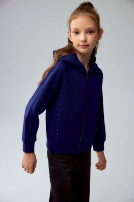 Imagen 2 del producto Polerón Niña Con Textura Mangas Azul Oscuro