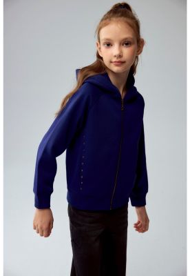 Imagen 2 del producto Polerón Niña Con Textura Mangas Azul Oscuro