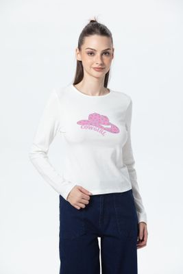 Polera Mujer Print College Crudo