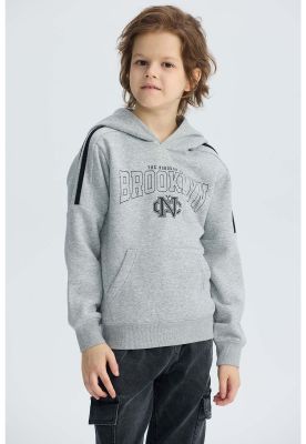 Polerón Niño Básico Print Gris Melange - ll