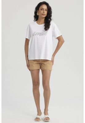 Polera Mujer Print Con Aplicación Blanco