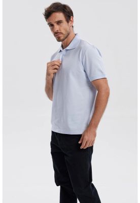 Imagen 2 del producto Polera Hombre Pique Básica Lisa Celeste