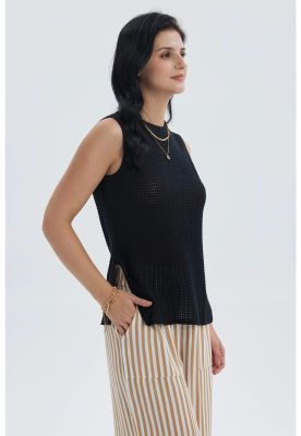 Imagen 2 del producto Polera Mujer Tejida Abertura Negro