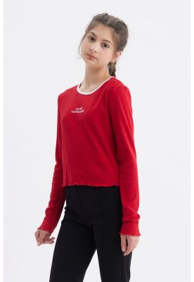 Imagen 2 del producto Polera Niña Rib Cuello Rojo