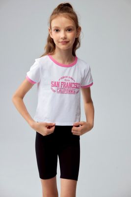 Imagen 1 del producto Polera Niña Con Rib A Contraste Rosado