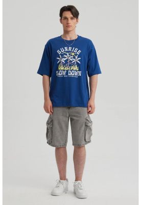 Polera Hombre Print Central Azul IV