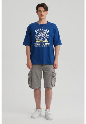 Polera Hombre Print Central Azul - lll