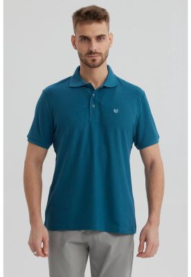 Polera Hombre Piqué Básica Lisa Petróleo - lV