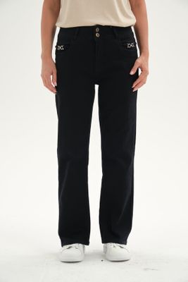 Jeans Mujer Flare Tiro Alto Negro