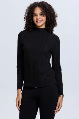 Imagen 2 del producto Polera Mujer Camman de Rib Lisa Negro