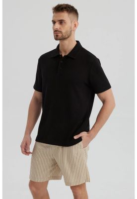 Imagen 2 del producto Polera Hombre Slim Cuello Camisero Negro- lll