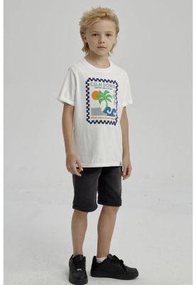 Polera Niño Puff Print Delantero Crudo