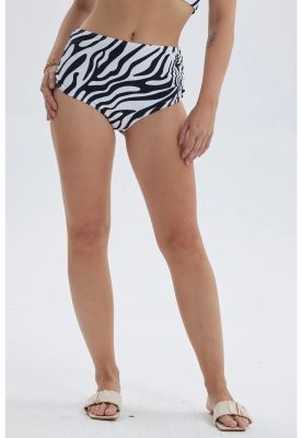 Imagen 1 del producto Traje De Baño Mujer Tiro Alto Con Abertura Blanco / Negro