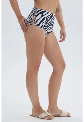 Imagen 2 del producto Traje De Baño Mujer Tiro Alto Con Abertura Blanco / Negro