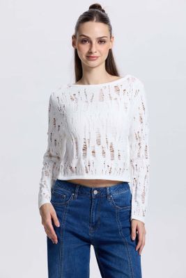 Imagen 1 del producto Sweater Mujer Calado Crudo