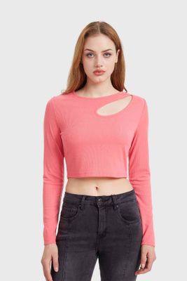 Polera Mujer Cut Out Coral