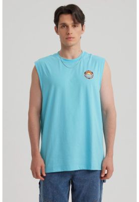 Polera Hombre Doble Print Turquesa