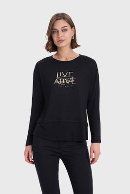 Sweater Mujer Con Faldón Negro