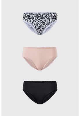 Imagen 1 del producto Calzón Mujer Tripack Bikini Estampado Negro