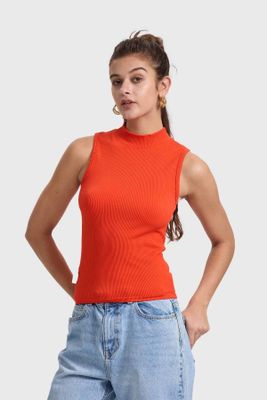 Polera Mujer Rib Naranjo