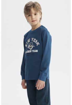 Imagen 2 del producto Polera Niño College Con Puños Azul Petroleo