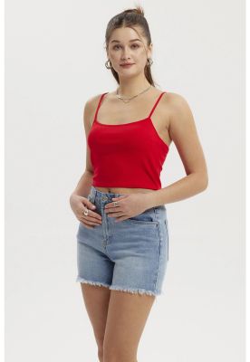 Imagen 2 del producto Polera Peto Mujer Crop Rib Rojo Oscuro