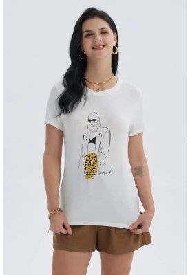 Polera Mujer Print Crudo - lV