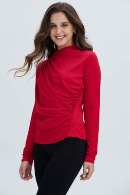 Imagen 2 del producto Polera Mujer Aplicación Arrugado Rojo Oscuro