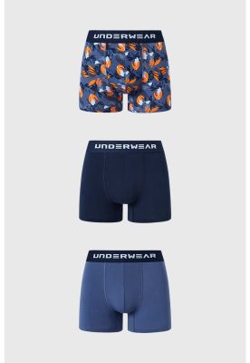 Bóxer Hombre Tripack Liso Azul Marino