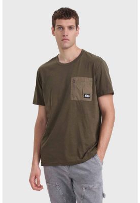 Polera Hombre Pocket Verde Militar