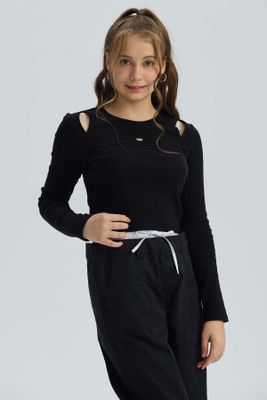 Imagen 2 del producto Polera Niña Escote Hombros Negro